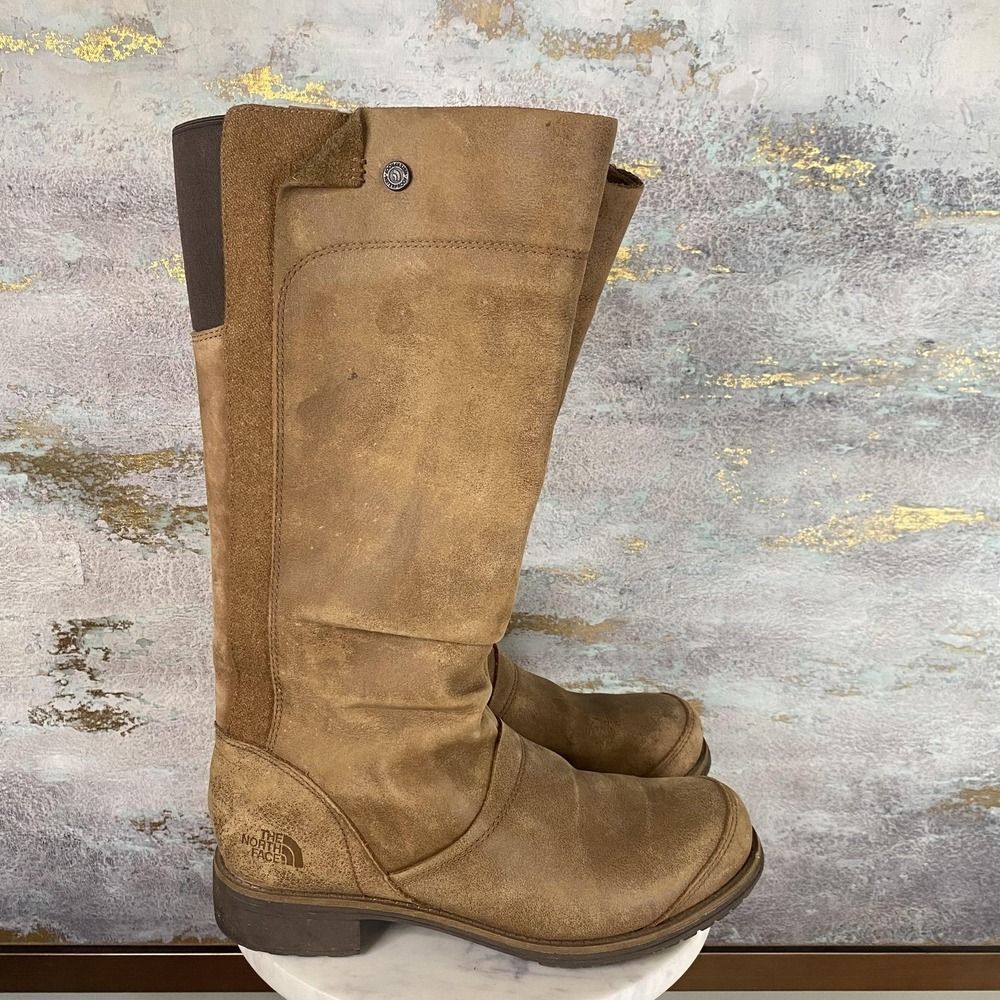 The North Face Snow Boots Womens Size 8 Brown Leather Knee High Pull On Winter - Picture 2 of 11